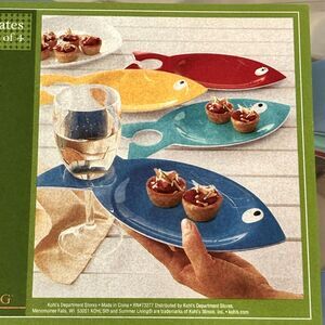 Summer Living Kohl's 2 Sets of 4 Fish Cocktail Party Picnic Plates 8 Plates